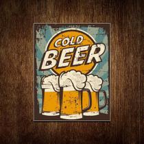 Placa Decorativa - Cold Beer Cerveja Modelo 3 Pints 36X46