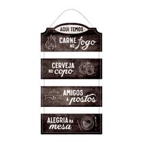 Placa Decorativa com Corda Canto do Churrasco Cerveja Amigos