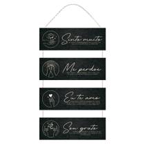 Placa Decorativa com Corda Hooponopono Sinto Muito Me Perdoe 30x65