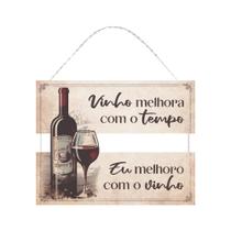 Placa Decorativa com Corda Vinho Adega Cozinha 30x33,5