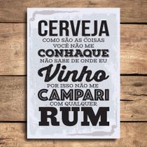 Placa Decorativa com Frase Cerveja Bebidas 20x30cm