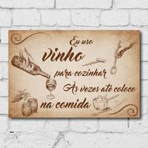 Placa Decorativa com Frase Vinho 30x40cm