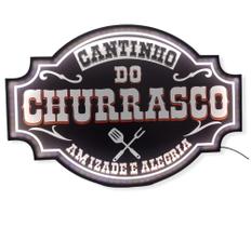 Placa decorativa com Led cantinho do churrasco churrasqueira bares e restaurantes - MDF