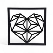 Placa Decorativa Coração Diamante em Mdf Cor Preto 19 cm Placa Decorativa Coração Diamante em Mdf Cor Preto 19 cm