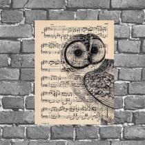 Placa Decorativa Coruja Com Partitura 18X27Cm