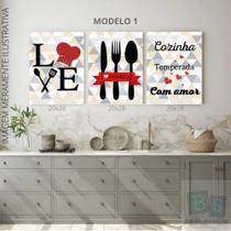 Placa Decorativa Cozinha Temperada Com Amor Tamanho 20x28 - BS Quadros Decorativos