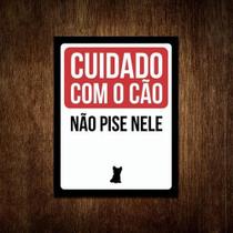 Placa Decorativa Cuidado Cão Não Pise Nele - Yorkshire 27X35