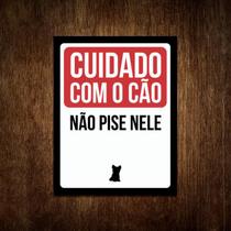 Placa Decorativa Cuidado Cão Não Pise Nele - Yorkshire 36X46