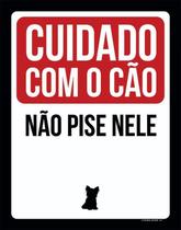 Placa Decorativa Cuidado Cão Não Pise Nele - Yorkshire 36X46