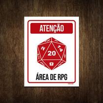 Placa Decorativa - Dado Atenção Área De Rpg 18X23