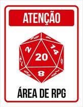 Placa Decorativa - Dado D20 Atenção Área De Rpg 18X23