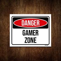 Placa Decorativa - Danger Gamer Zone 18x23