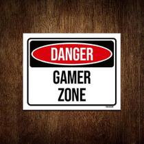 Placa Decorativa - Danger Gamer Zone 27X35