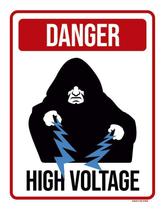 Placa Decorativa - Danger High Voltage Alta Voltagem 18X23