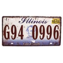 Placa Decorativa de carro antiga metálica Vintage illinois GT414-25 - Lorben