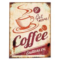 Placa Decorativa De Madeira Tela Coffe Get More 30x40Cm