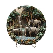 Placa Decorativa De Madeira Vintage Em Forma De Elefante 2D, Redonda De 8 Polegadas Para Decoração