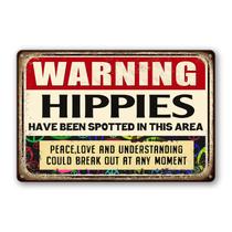Placa decorativa de metal em lata Hippie Warning 30x20cm Stone House