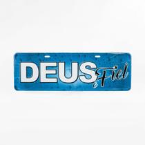 Placa decorativa de metal Estilo carro tema religioso- Deus é fiel