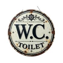 Placa Decorativa De Metal Estilo Rústico Retrô Para Banheiro, Ornamento Circular 2D Plano De 1 Peça