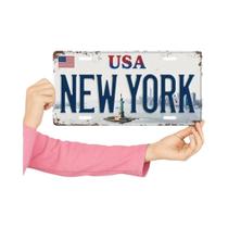 Placa Decorativa De Metal Retro De Nova York, Impressão 2D Em Alumínio