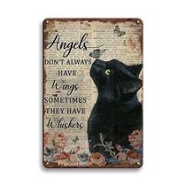 Placa decorativa de metal YOYI ART Cat Memorial Black Cat 30x20cm