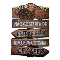 Placa Decorativa de Parede em Madeira Coffe - Cantinho do Café