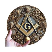 Placa Decorativa De Parede Metálica Com Símbolo Maçônico, Padrões De Régua E Transferidor, Durável