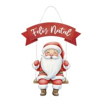 Placa Decorativa Decoração Feliz Natal Papai Noel no Balanço 23x36