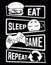 Placa Decorativa - Eat Sleep Game Repeat 27X35