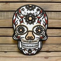 Placa Decorativa Em Alto Relevo Caveira Mexicana 29 cm