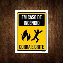 Placa Decorativa - Em Caso Incêndio Corra E Grite 27x35