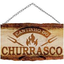 Placa Decorativa Em Mdf - Cantinho Do Churrasco 24X27Cm