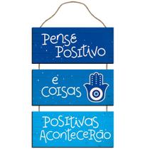 Placa Decorativa Em Mdf Pense Positivo 21,5X42 Mão Hamsa Placa Decorativa Em Mdf Pense Positivo 21,5X42 Mão Hamsa