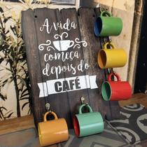 Placa decorativa em mdf - porta xícaras café - c3030 - R+ Adesivos