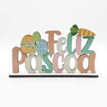 Placa Decorativa Feliz Páscoa em MDF - Enfeite de Mesa e Cesta Placa Decorativa Feliz Páscoa em MDF - Enfeite de Mesa e Cesta