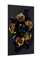 Placa decorativa - floral dourado e preto