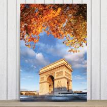 Placa Decorativa Foto Paris Arco do Triunfo Flores MDF 30x40