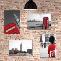 Placa Decorativa Fotos de Londres Kit 4un MDF 20x30cm - Quartinhos