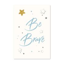 Placa Decorativa Frase Be Brave Azul e Estrela 30x40cm