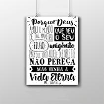 Placa Decorativa Frase Bíblia 20X30Cm João 3:16