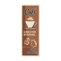 Placa Decorativa Frase Café Vintage para Cafeteria Padaria 15x42