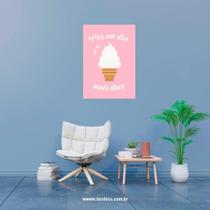 Placa Decorativa Frase Por Um Dia Mais Doce Sorvete 20X30Cm