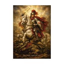 Placa Decorativa Frase São Jorge Rogai Por Nós Com 50x70cm Placa Decorativa Frase São Jorge Rogai Por Nós Com 50x70cm