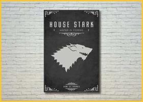 Placa Decorativa Game Of Thrones House Stark - GRUDA E COLA