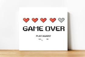 Placa Decorativa Game Over 20x30cm Impressão Direta No Mdf Placa Decorativa Game Over 20x30cm Impressão Direta No Mdf