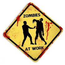 Placa Decorativa Gamer Geek Zombies At Work 32x32cm Yaay Placa Decorativa Gamer Geek Zombies At Work 32x32cm Yaay