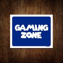 Placa Decorativa - Gaming Zone Azul 18x23