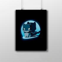Placa Decorativa Gato Cartoon Batman - Desenho