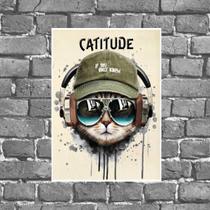 Placa Decorativa Gato Catitude 18x27cm